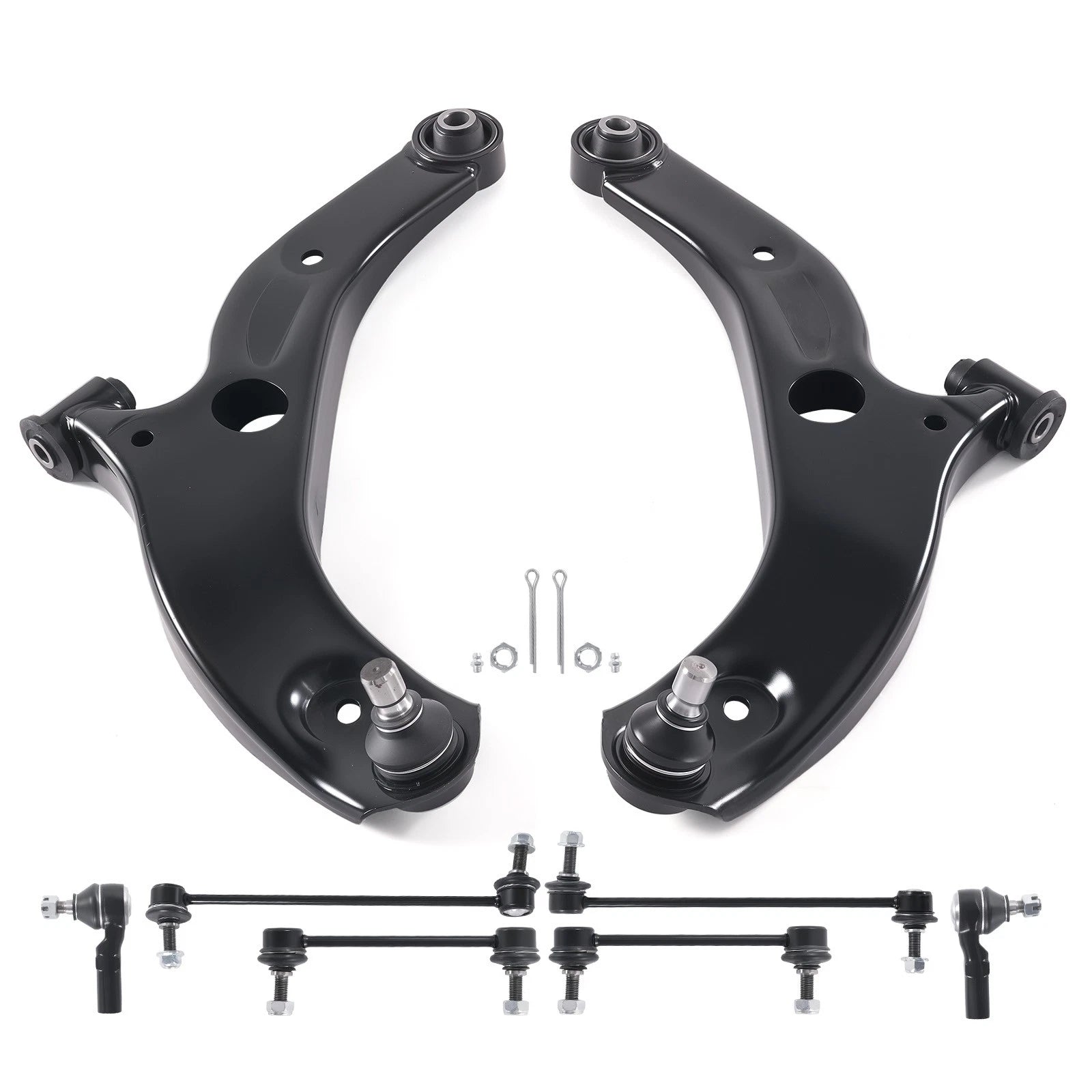 8pcs Front Lower Control Arms Sway Bars Tie Rod Ends for Mazda Protege 2001-2003