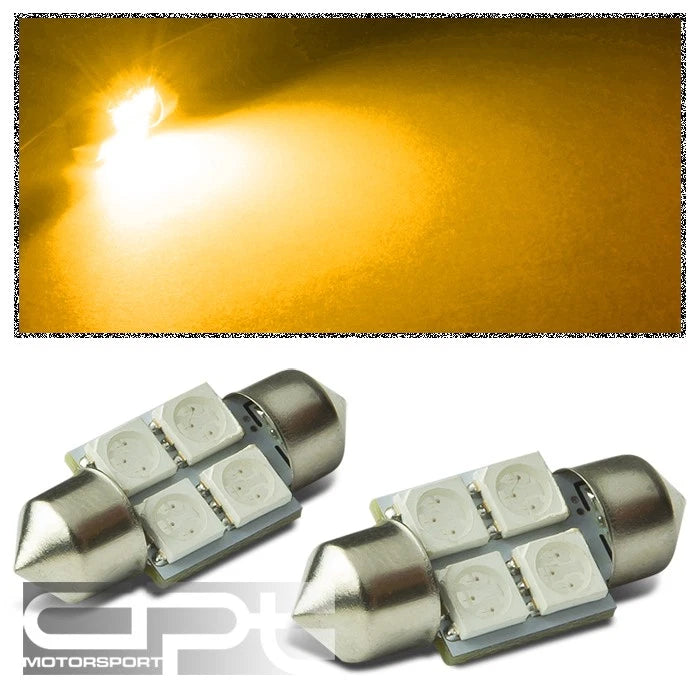 X2 11x31mm 4 Smd 5050/5055 Bright Amber Led Interior Dome/trunk