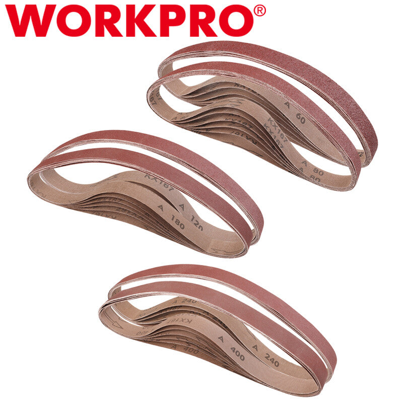 WORKPRO 36 Pack Sanding Belts 60-400 Grits Aluminum Oxide by WORKPRO
