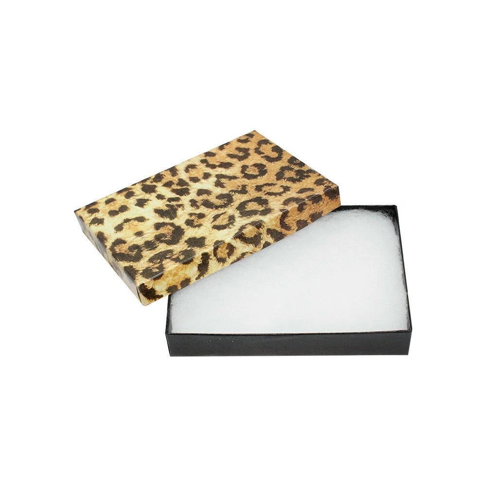 Gift Boxes Jewelry Leopard Print Cotton Filled Batting Box 5-3/8" X