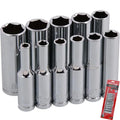 Neilsen 1/4" Metric Long Reach Deep Sockets 4mm - 13mm Set With Rail