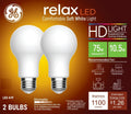 Ge Relax Hd Led 75 Watt Replacement, Soft White, A19 General Purpose