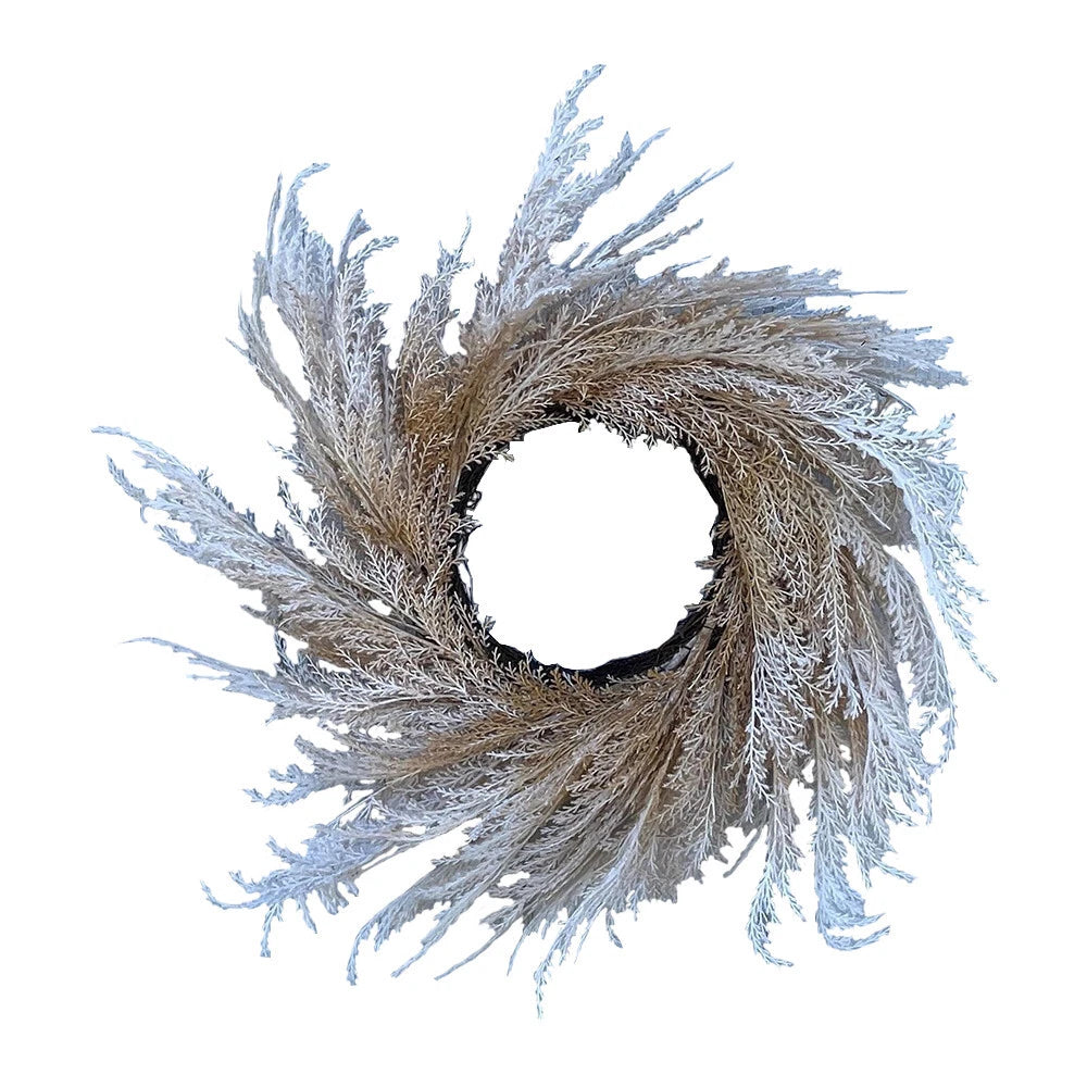 Faux Pampas Wreath 24" Door Decor Home Interior Silk Boho Style