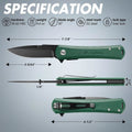 Folding Pocket Knife 4.5" G10 Handle Knife D2 Steel Blade Liner Lock