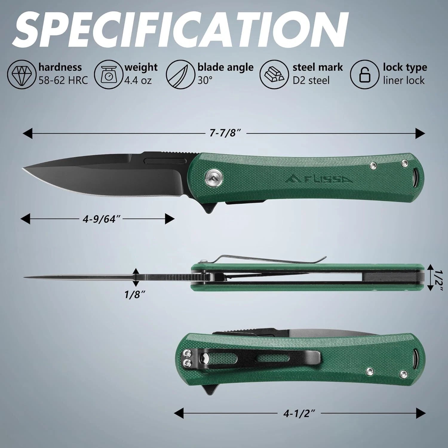 Folding Pocket Knife 4.5" G10 Handle Knife D2 Steel Blade Liner Lock