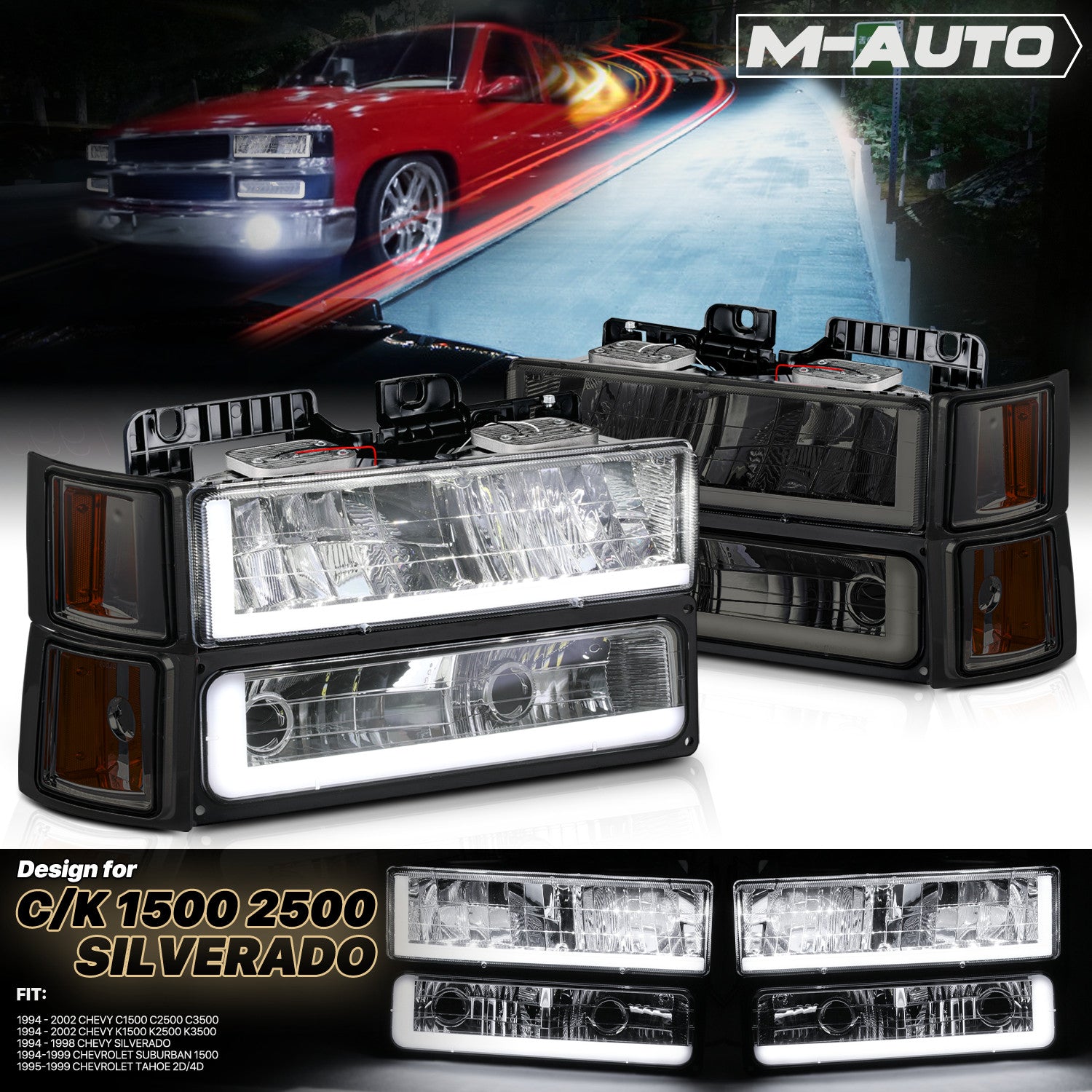 Smoked DRL Light Bar for Chevy Pickup