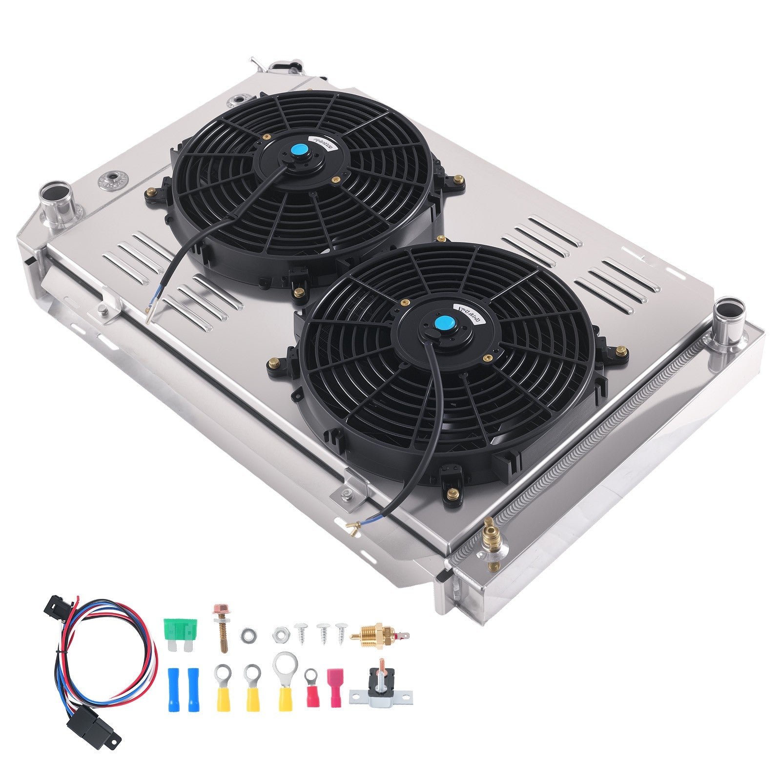 3 Row Aluminum Cooling Radiator w/Shroud Fan for Mercury Marquis