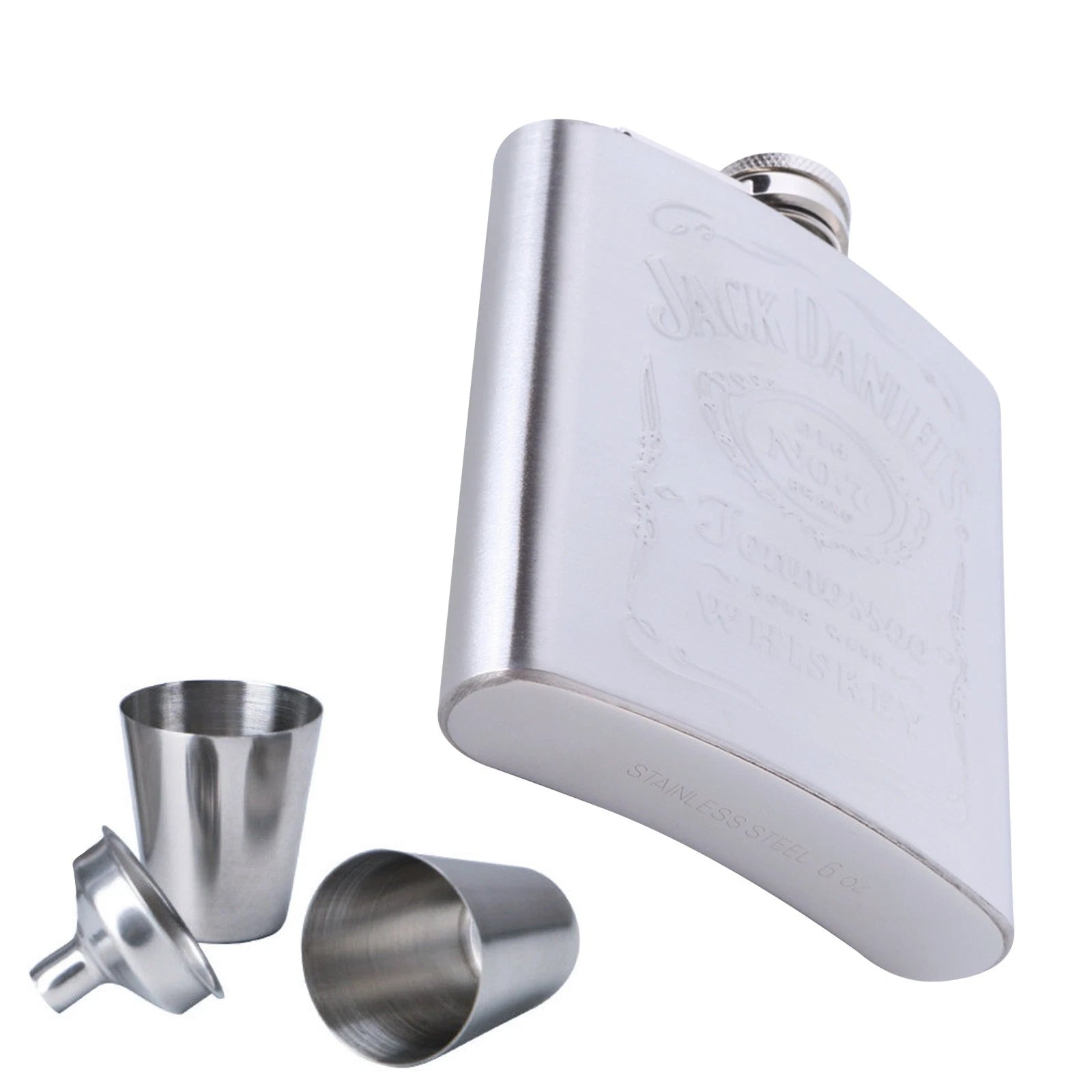Durable Stainless Steel 7oz Hip Flask 2 Cups Bottle For Wine Liqueur