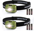 Swiss+Tech 2PC Headlamp Flashlight Set Red Blinking Light 3 Modes 3AAA