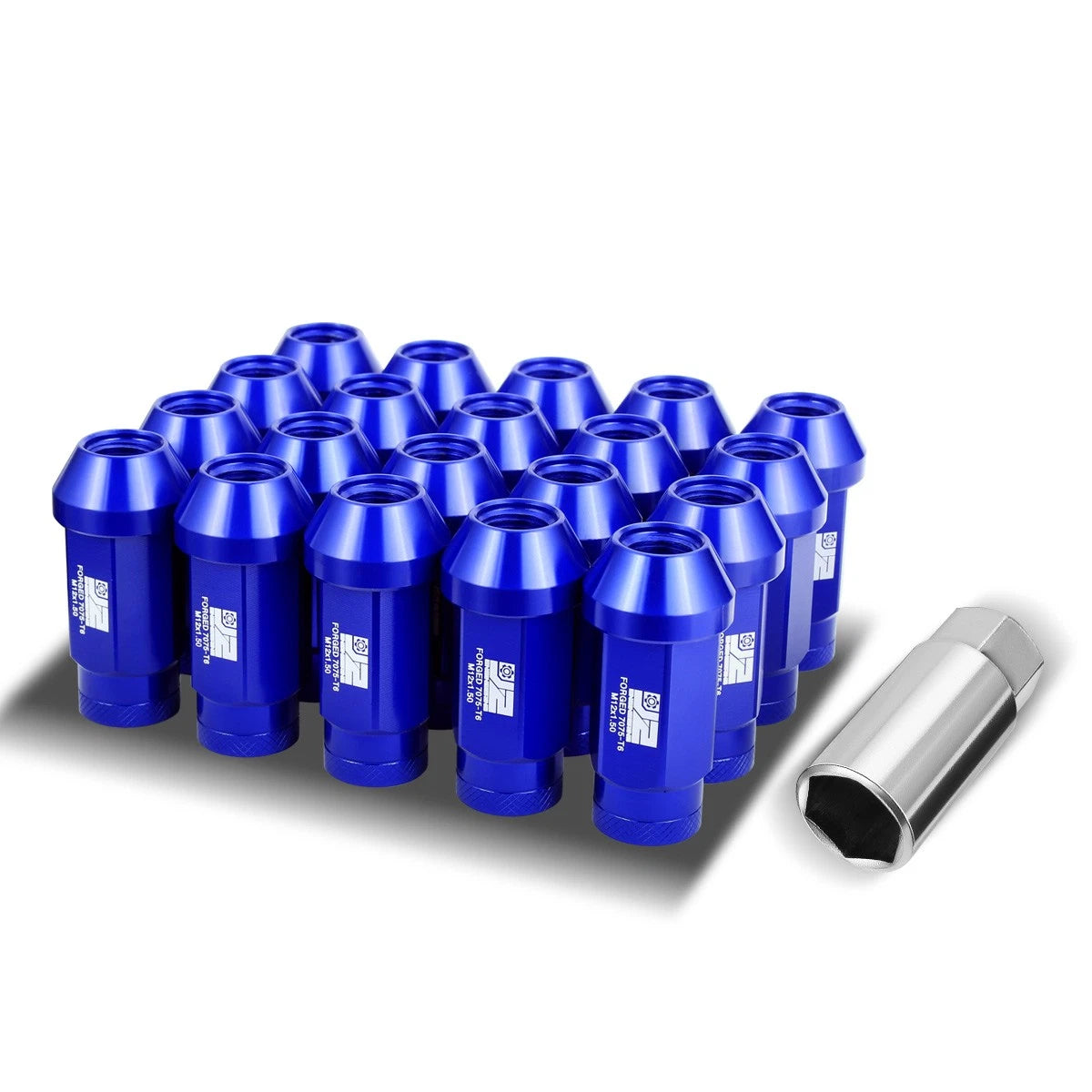 J2 Engineering Blue M12 X1.5 24mm Od/ 50mm Height Closed End Lug Nuts