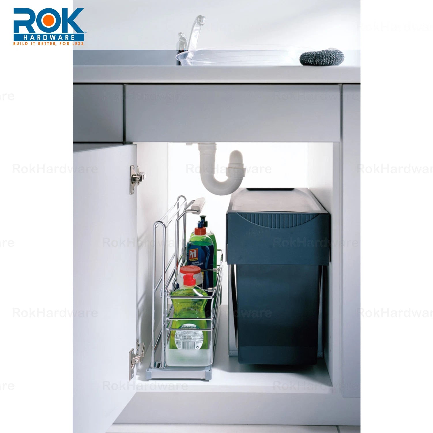Kitchen Bath Cabinet Removable Pull-out Basket For Cleaning Products
