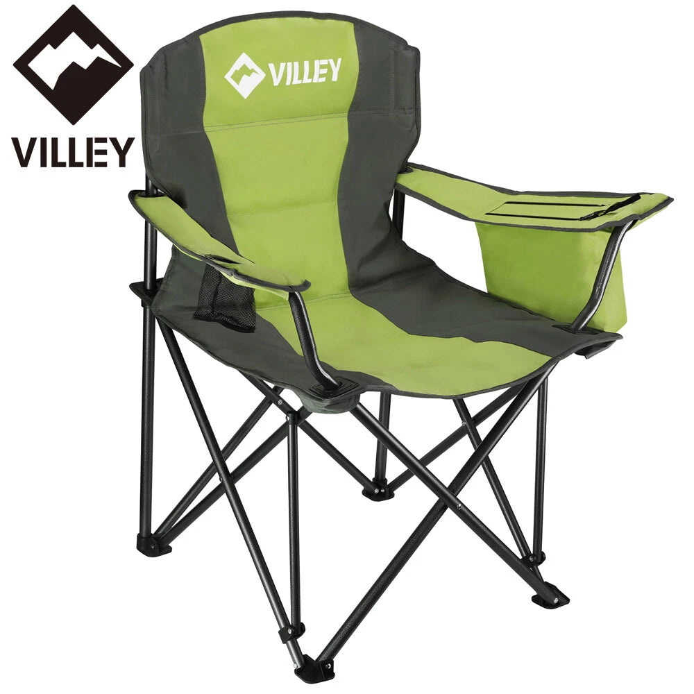 Villey Camping Chair Oversize Folding Camp Outdoor Chair W/cooler Bag