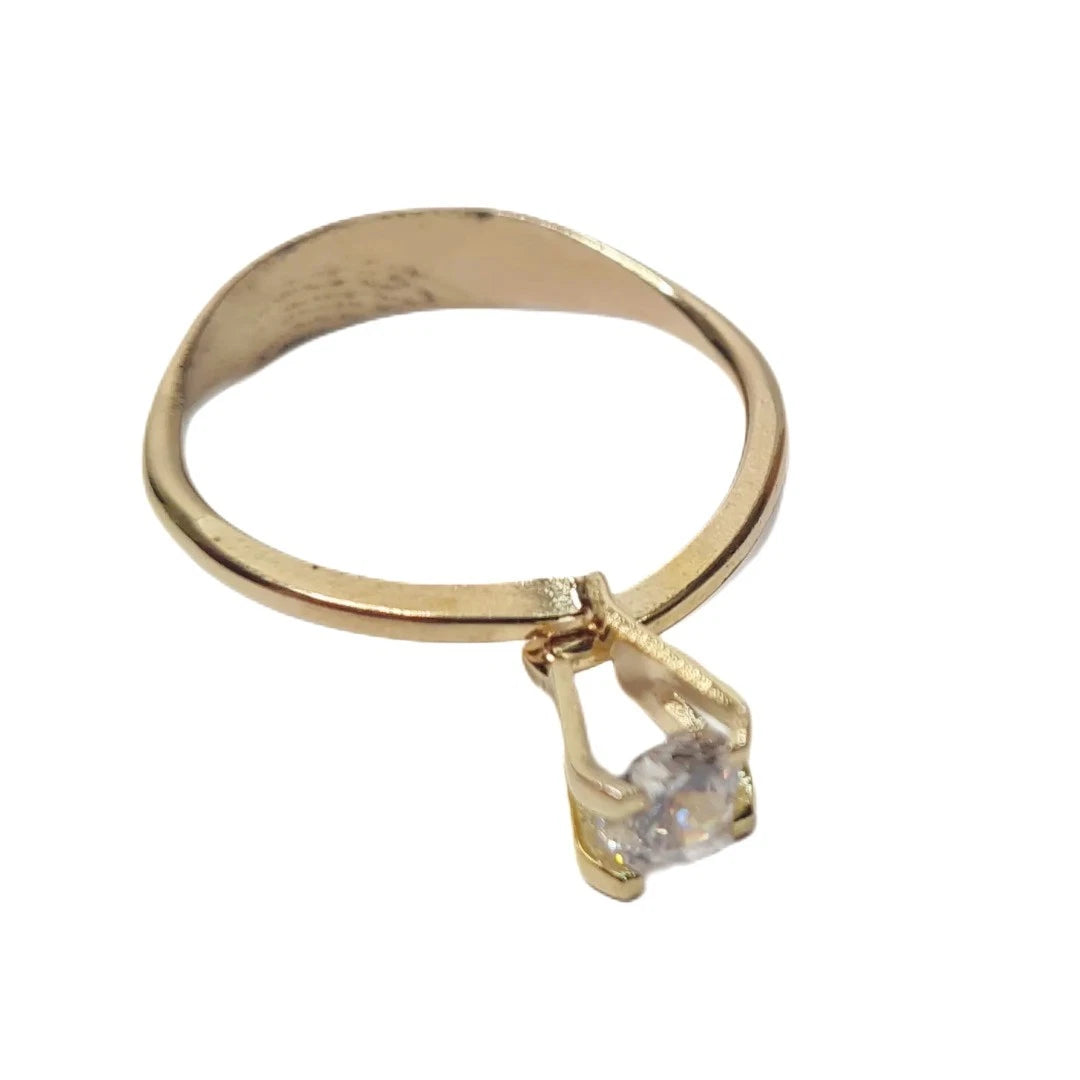 Golden Adjustable Spring-type Ring Gemstone Diamond Display Holder