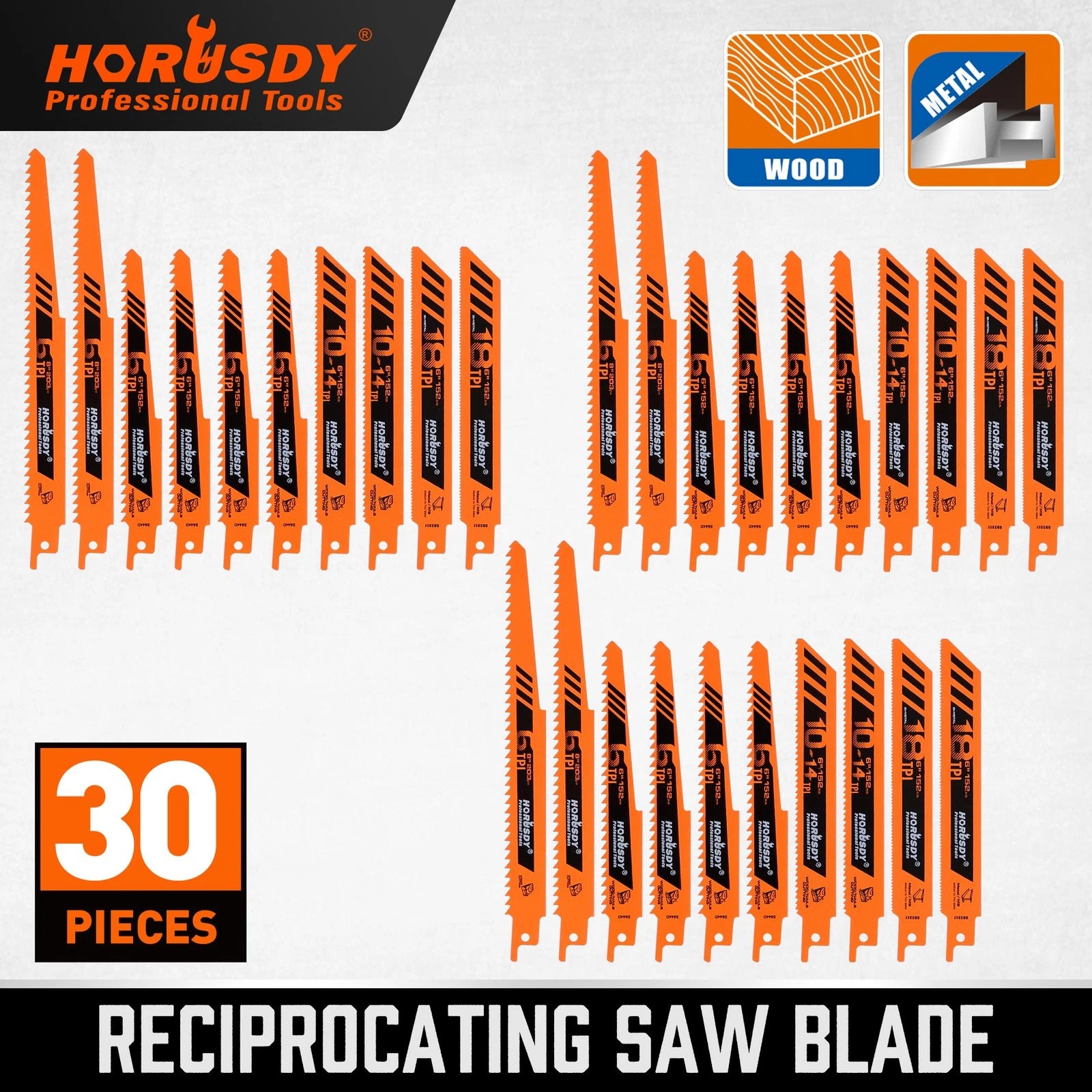 30-piece Reciprocating Saw Blades Set Metal Wood | Built Supply Co