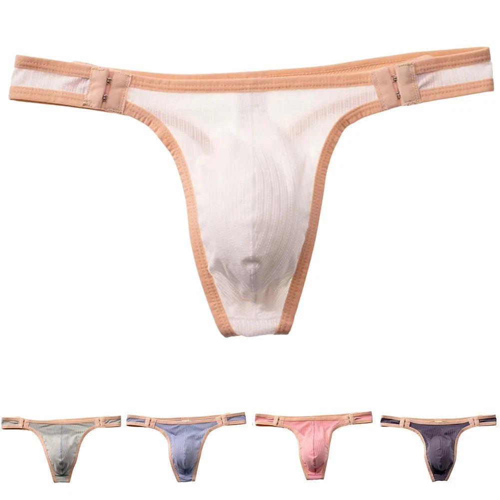 Men Quick-dry Narrow-edged G String Thong Underwear Adjustable Button