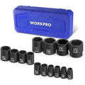 WORKPRO 1/2” Drive Shallow Impact Socket Set, Cr-V Steel 6-Point Socket Set SAE