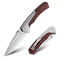 FLISSA Folding Pocket Knife 3.35" 14C28N Steel Blade with Wood Handle Liner Lock
