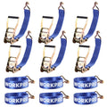 WORKPRO 6PC Heavy Duty Ratchet Tie Down Strap Set 2"x15" 5000 lbs