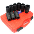 9pc 1/2" Dr. Deep Impact Spindle Axle Nut Socket Set 90mm Length 6 Point