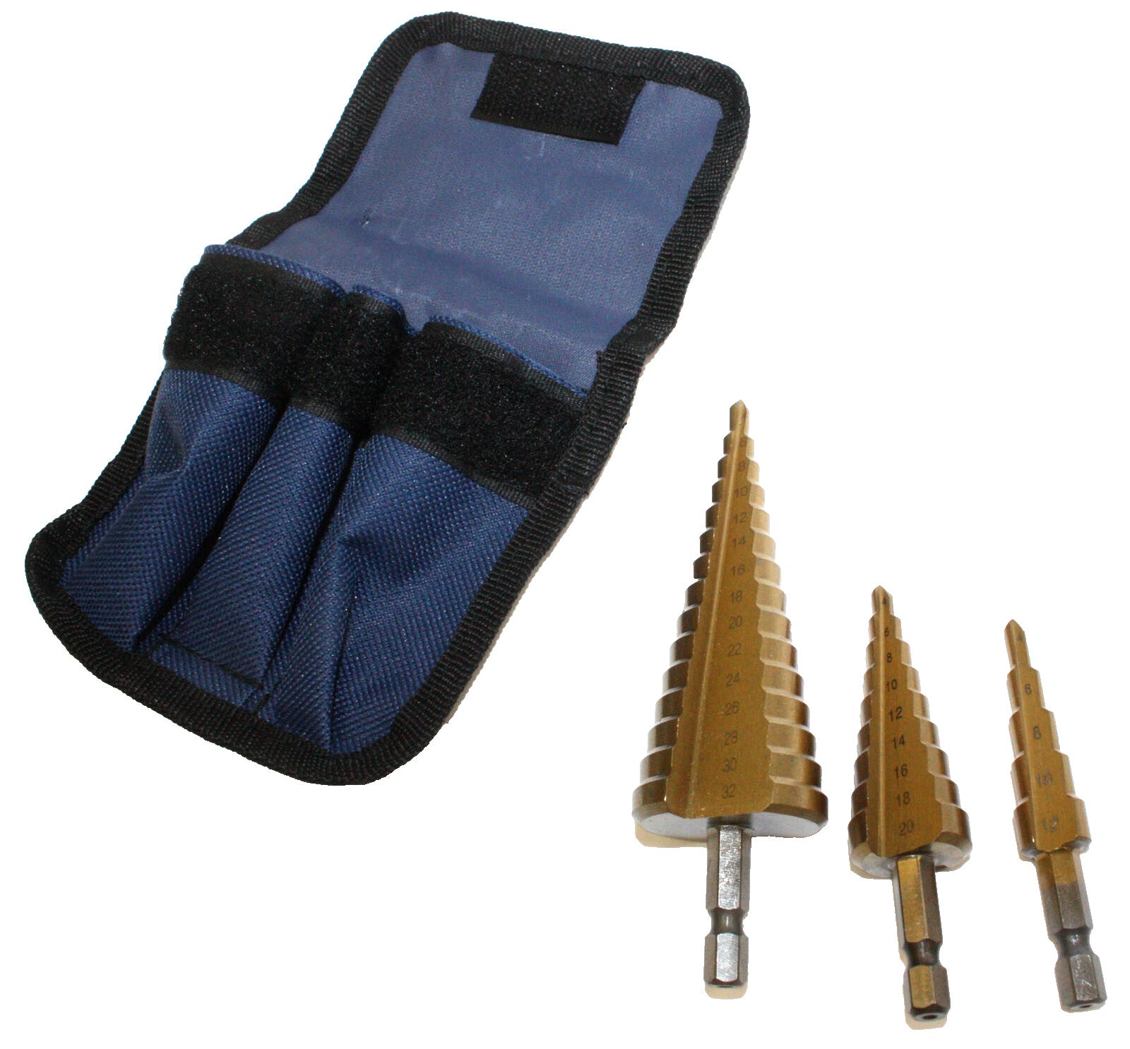 3pcs 28 Size HSS Titanium Coated Step Drill Bit Set 18" to 3/4" Increment 1/4" Q