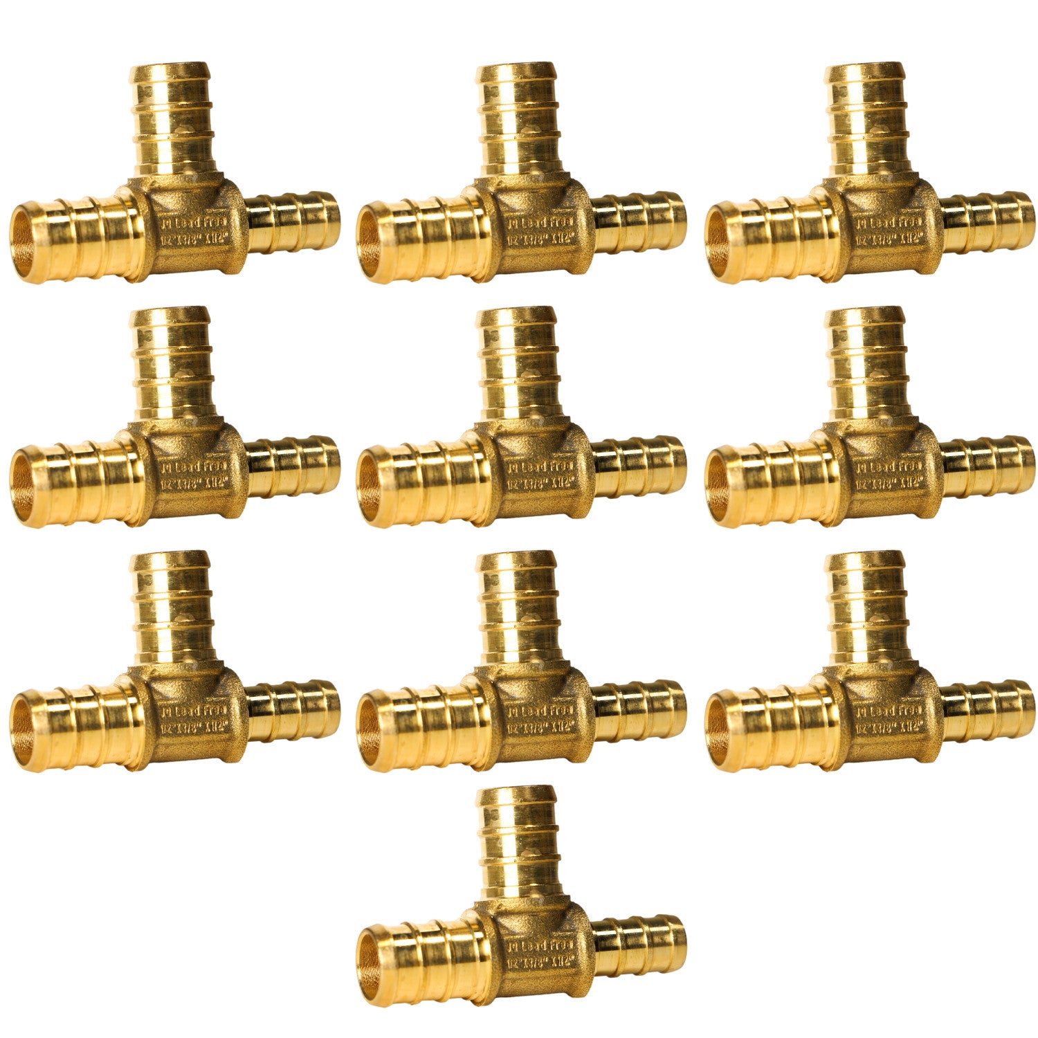 XFITTING 1/2" x 3/8" x 1/2" Pex B Tee - 10 Pack