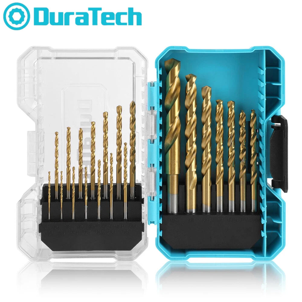 Duratech Drill Bit Sets 1/16"-1/2" Titanium Impact Hss Twist Drill