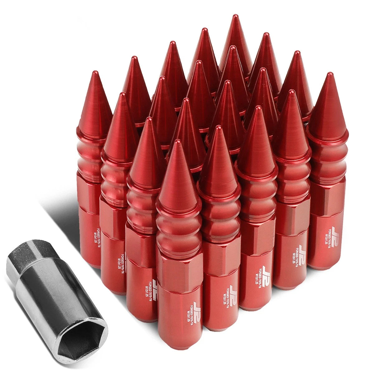 J2 7075 Forged Aluminum M12x1.25 12.3cm Spiked Cap Lug Nut W/adapter