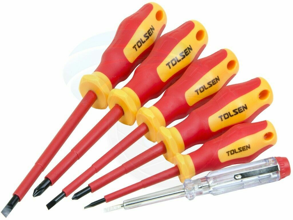 Tolsen 6pc VDE 1000V Electrician's Insulated Screwdriver Set by Tolsen