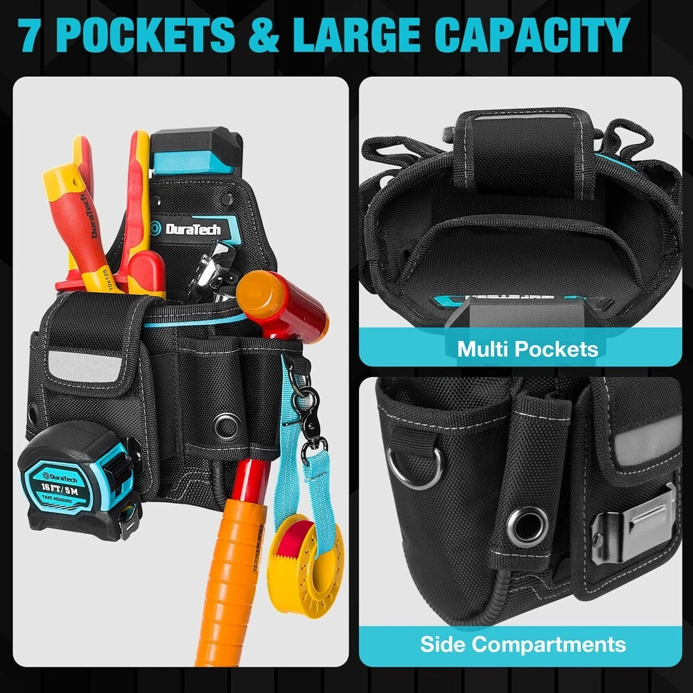 Duratech Tool Pouch W/belt Clip Electrician Tool Pouch 7 Pockets