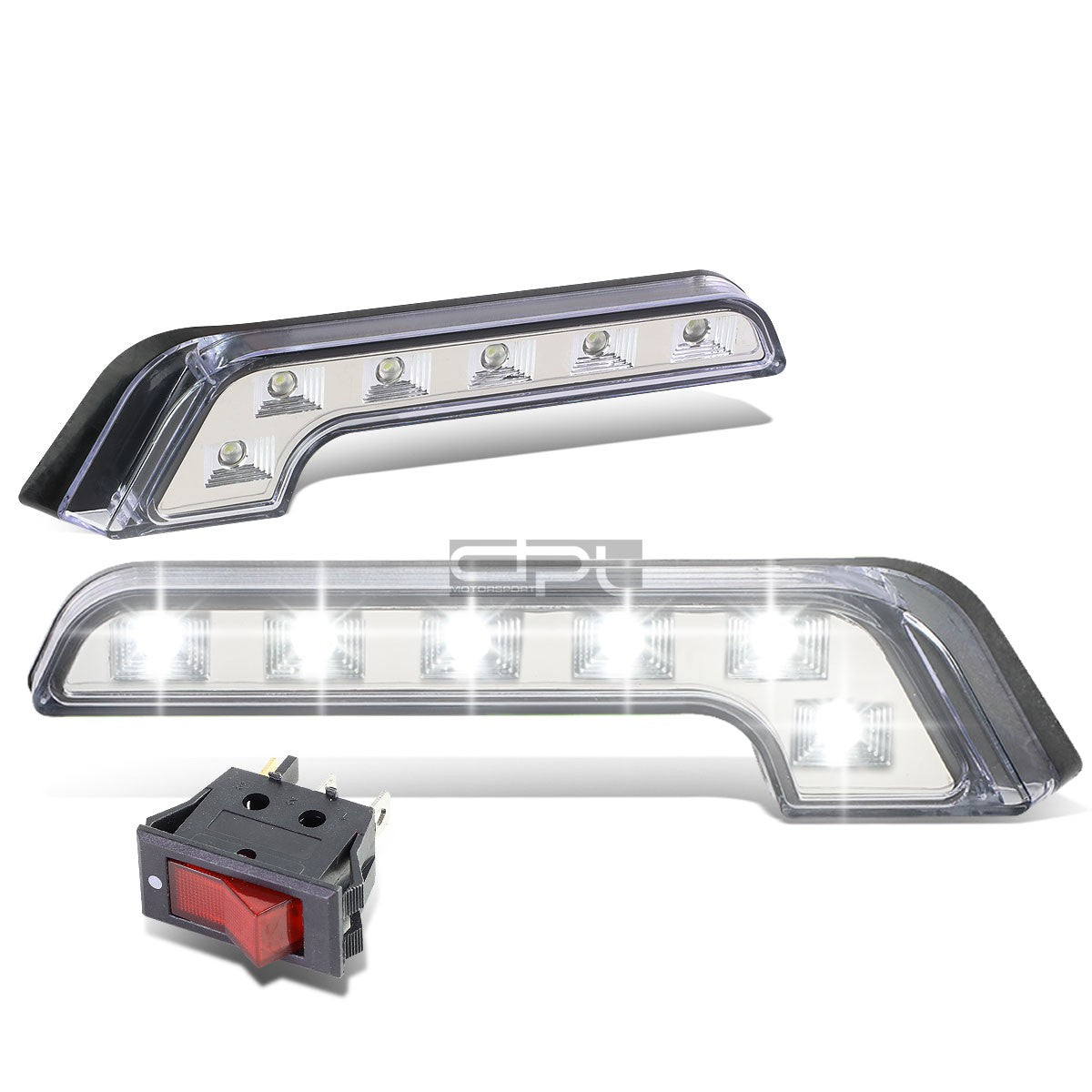 Universal Chrome Housing Grille LED Fog/Accent Lights+Switch+Wiring