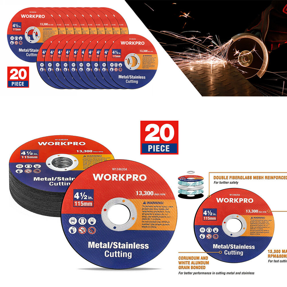 WORKPRO 20pcs Cut Off Wheels 4-1/2x7/8-inch by WORKPRO