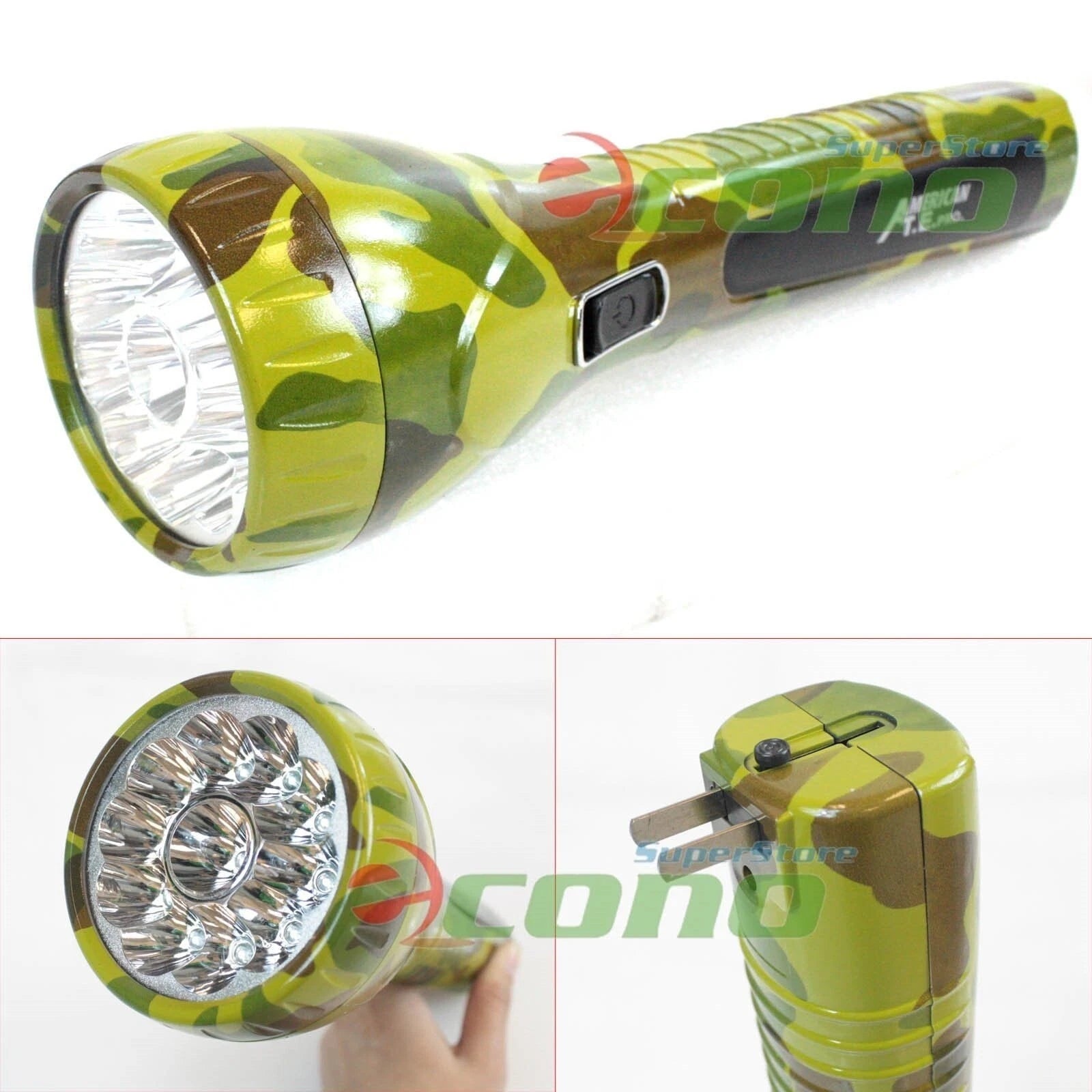 Lot Two 11 Led Camouflage Rechargeable Spot Work Light Flashlight