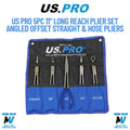 US Pro Tools 5pc 11" Long Reach Plier Set Angled Offset Straight & Hos