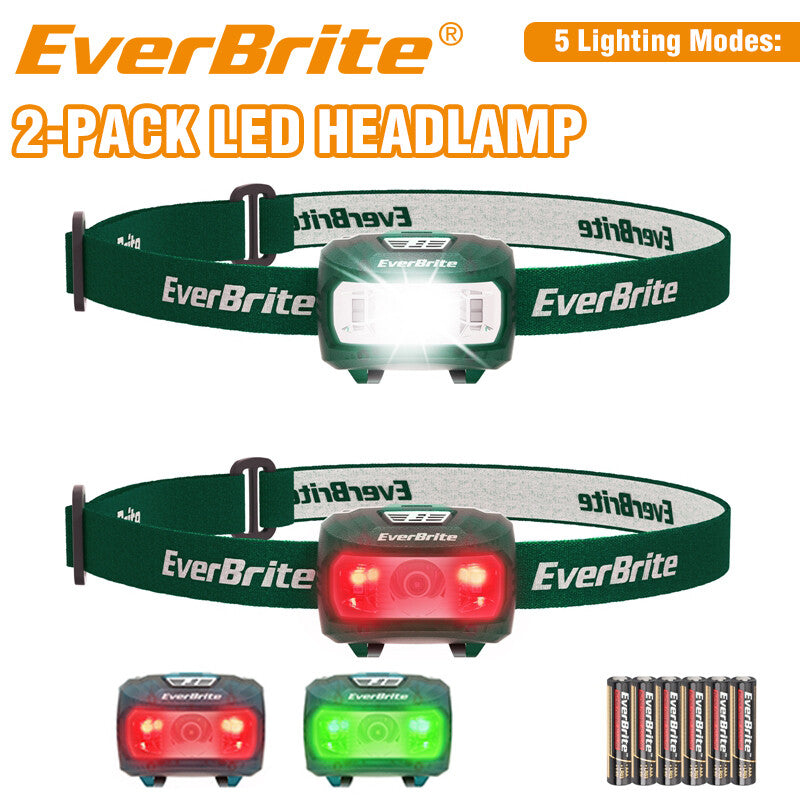 EverBrite 2-Pack LED Headlamp 5 Lighting Modes by EverBrite