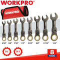 WORKPRO 8PCS Flex-Head Stubby Ratcheting Combination Wrench Sets SAE
