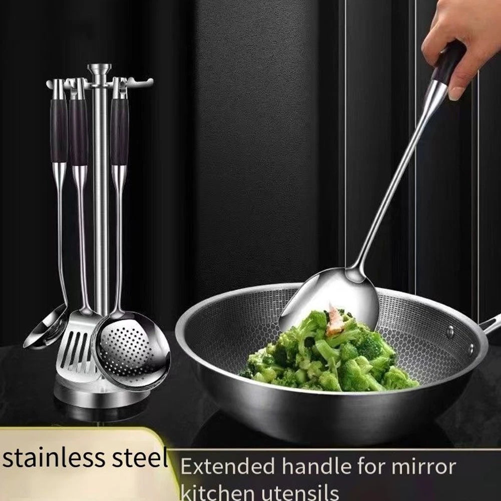 Heat Resistant Stainless Steel Wooden Cooking Spoons For Kitchen Use
