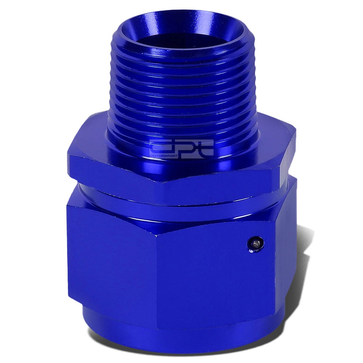 16-An Female Flare To 3/4" NPT Male Blue Aluminum B-Nut Swivel Coupler