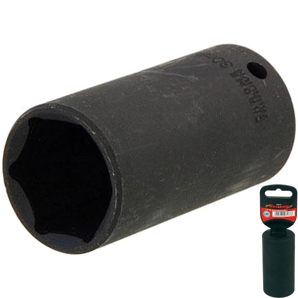 Neilsen 1/2" Drive Standard Deep Square Metric Single Impact Socket