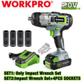 WORKPRO 20V Cordless Impact Wrench with 4-Piece Drive Impact Socket