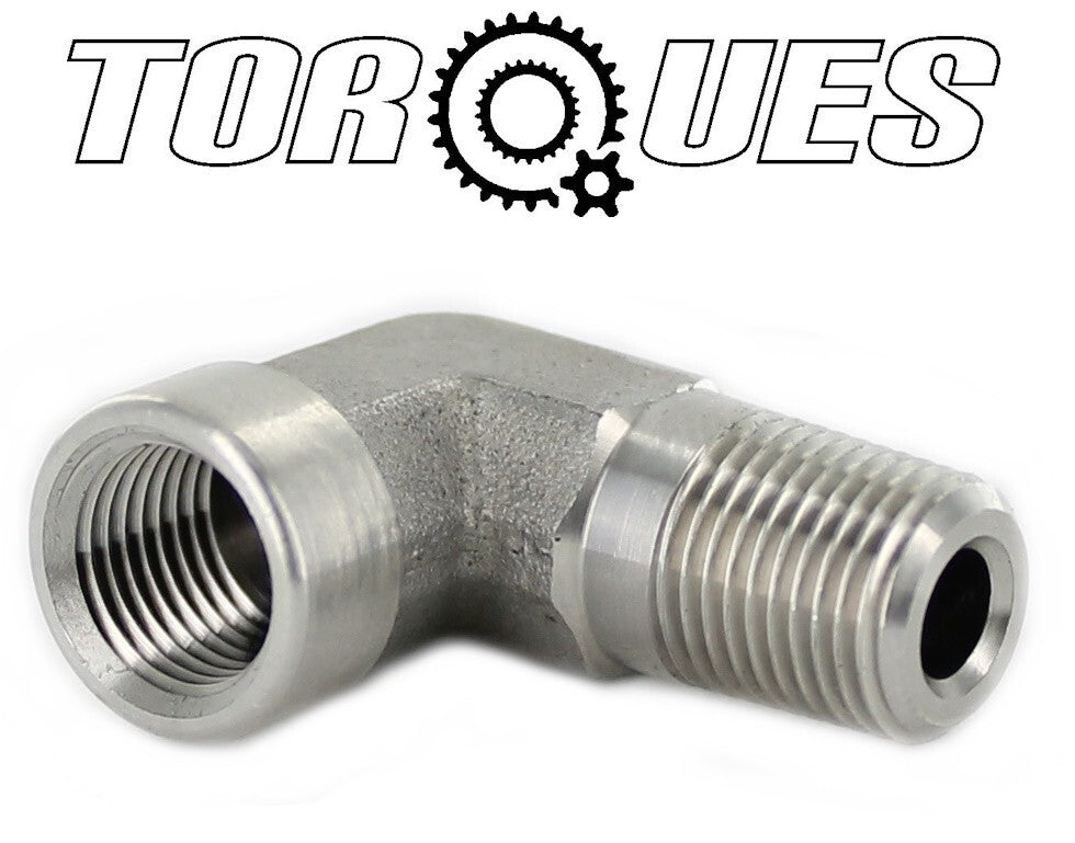 1/8" NPT Male to 1/8" NPT Female 90 degree Adapter- Stainless Steel