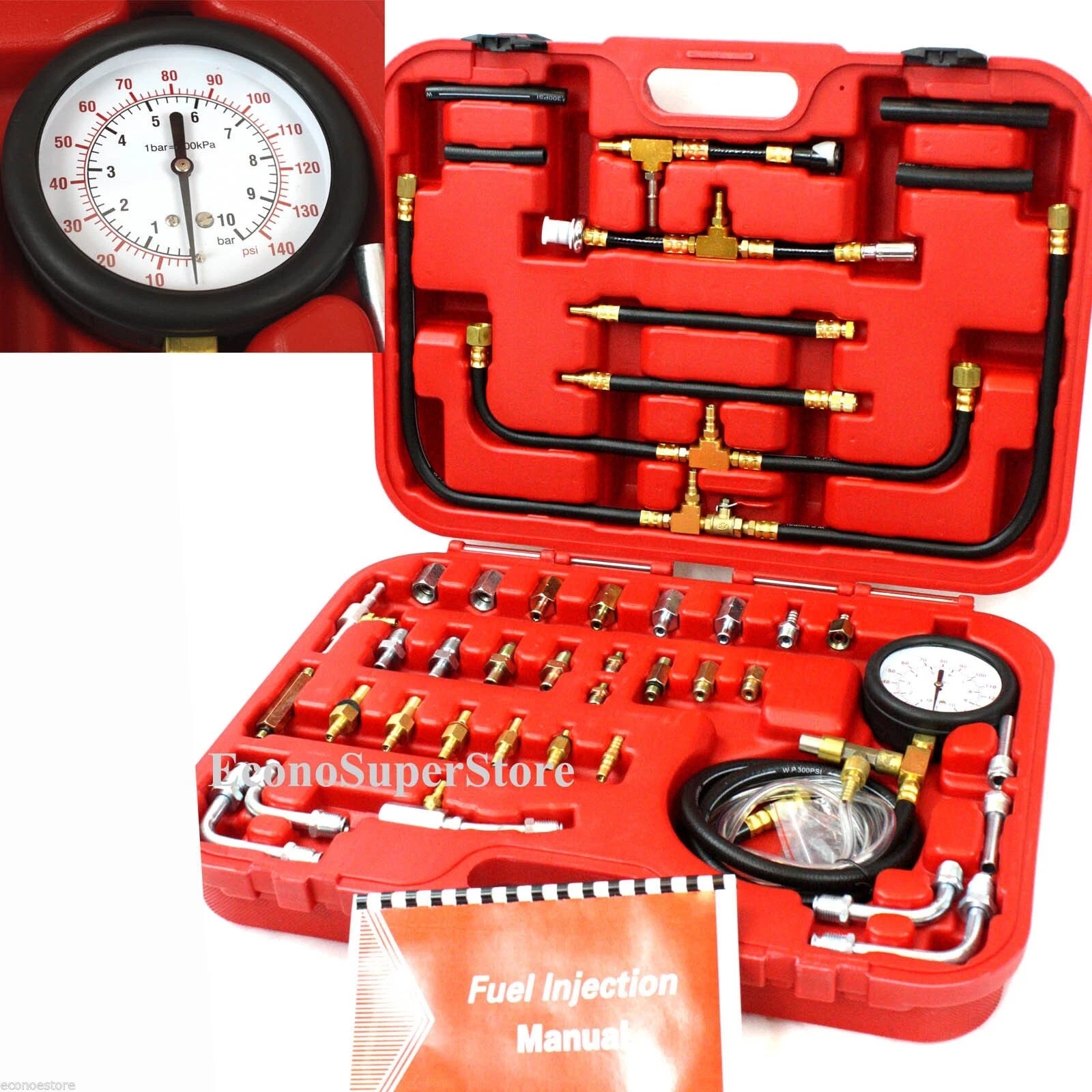 Pro Deluxe Manometer Fuel Injection Pressure Tester Gauge Kit System