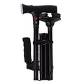 Black Aluminum Walking Cane W/side Handle&LED Light&alarm