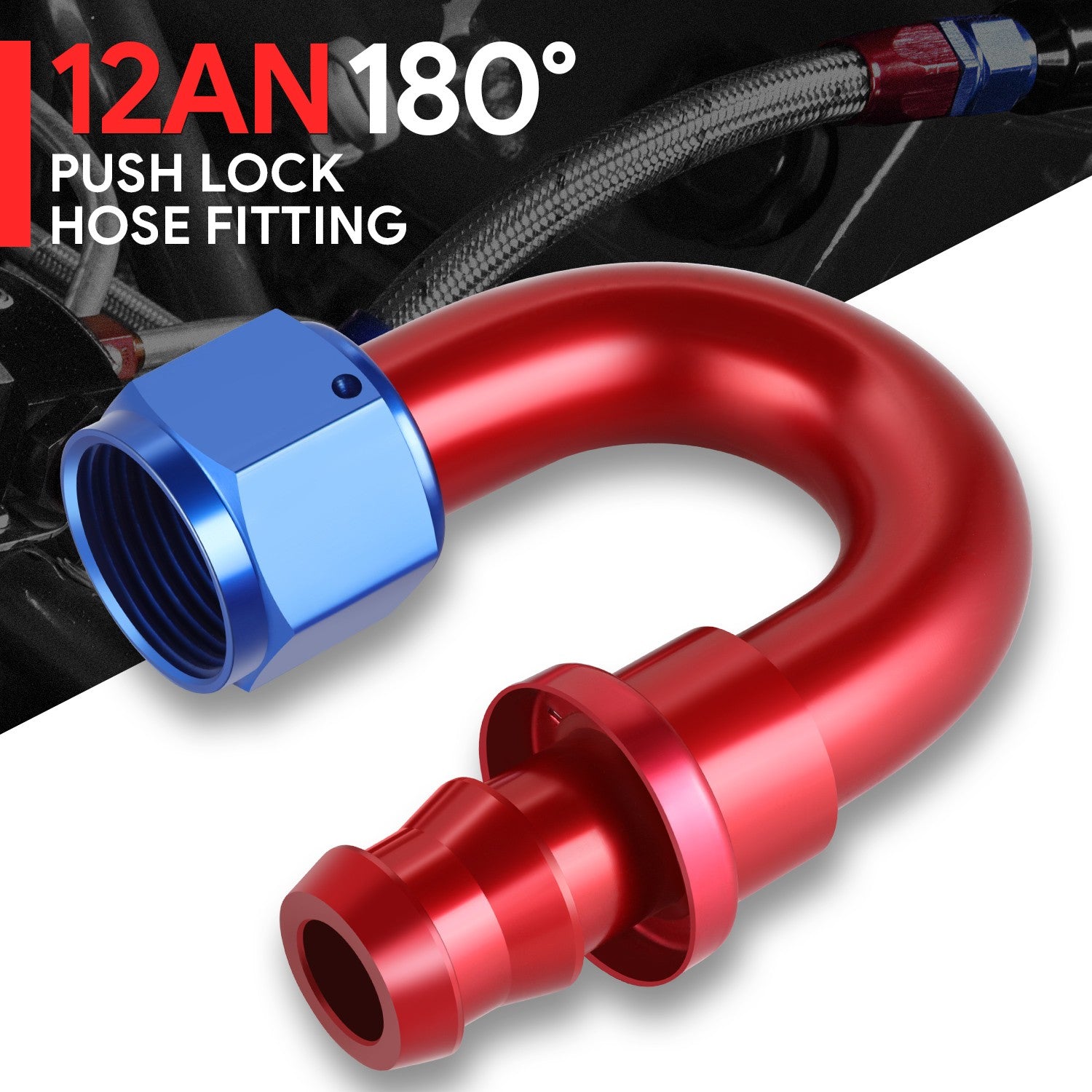 Aluminum An12 12-an 180 Degree Swivel Oil/fuel Line Hose End Pushon