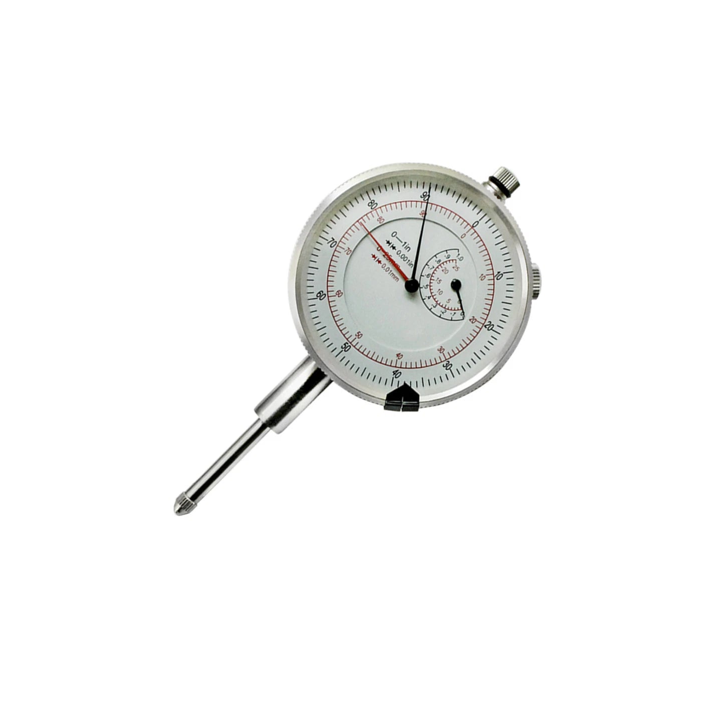 1 Inch/25mm High Precision Dial Indicator 1/4 Inch Hole Travel Lug