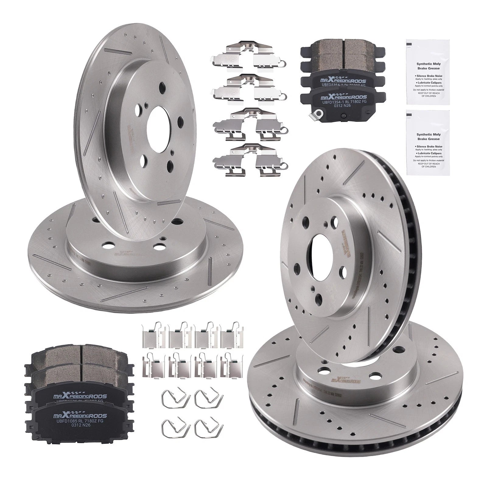 Front Rear Brake Rotors Ceramic Pads Set for Lexus CT200h 2011-2017 L4 1.8L
