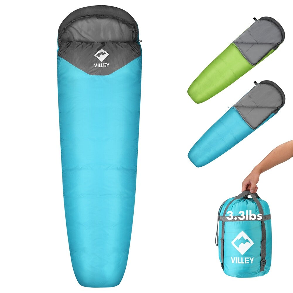 Mummy Sleeping Bag Lightweight Backpacking Sleeping Bag 3-4 Seasons w/
