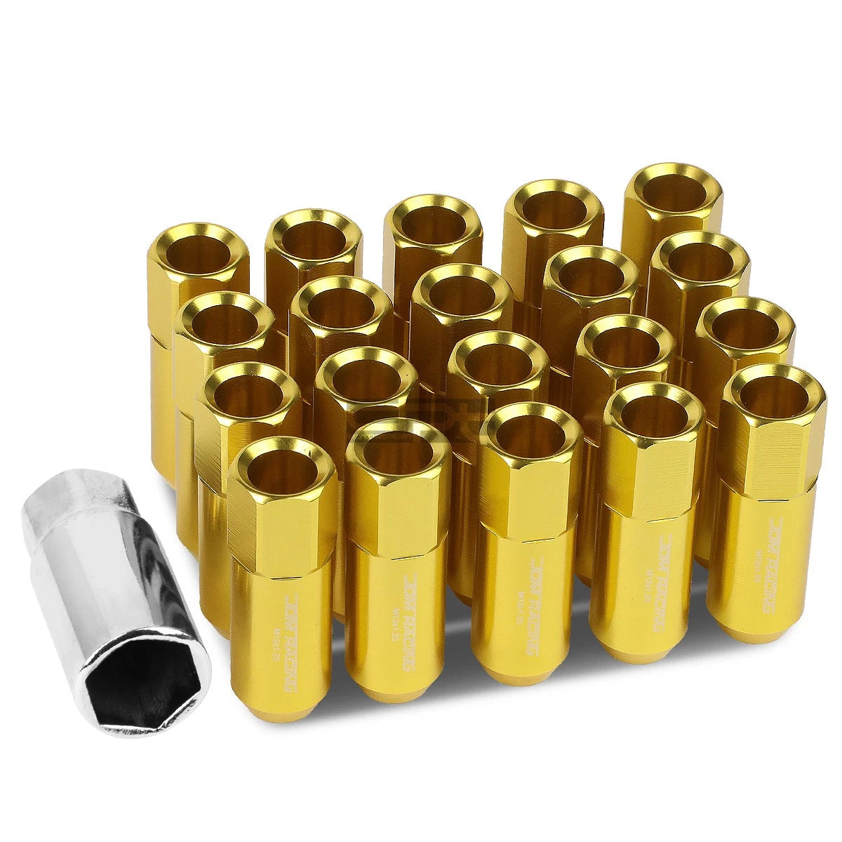 Open End M12x1.25 60mm Tall 25mm Od Gold Hexagon Jdm Lug Nuts+adapter