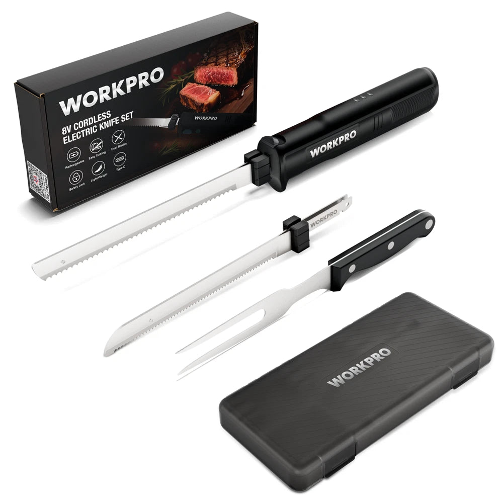 Workpro 8V Cordless Electric Carving Knife For Meat Slicing Turkey