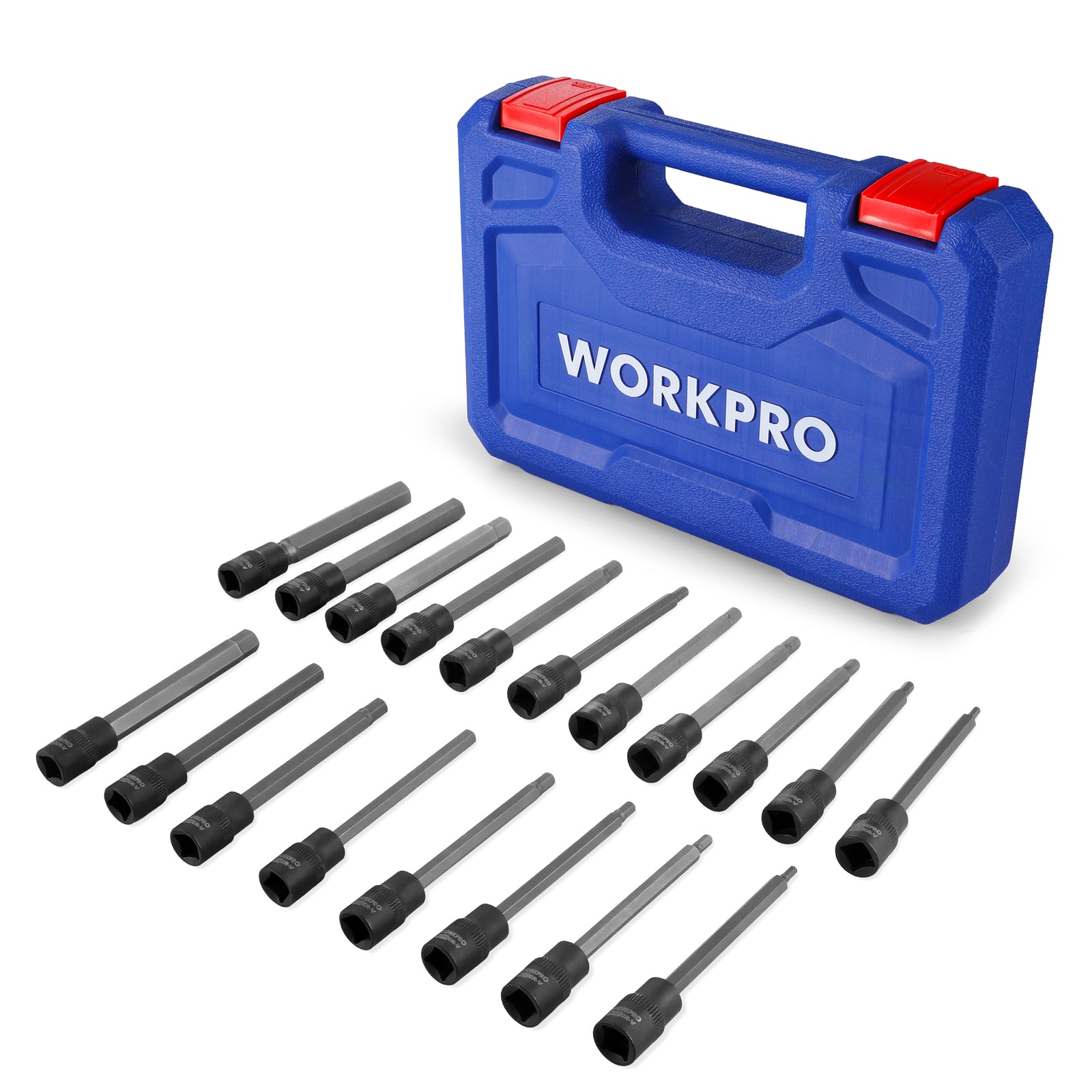 WORKPRO 19-piece 3/8 Inch Drive Extra Long Hex Bit Socket Set by WORKPRO