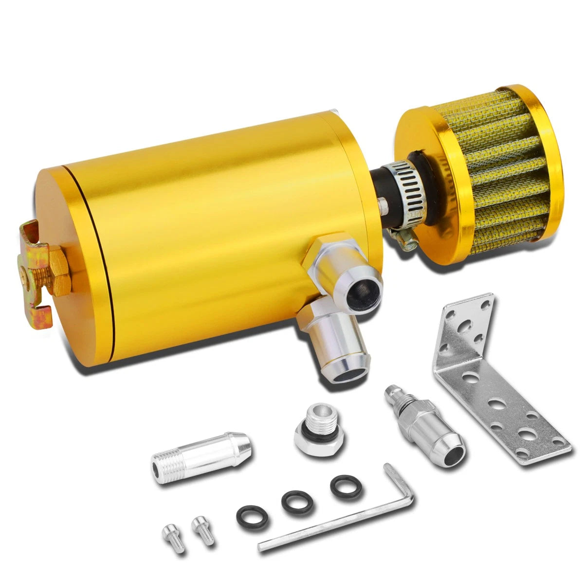 Gold 4.1"x2.4" Aluminum Engine Oil Catch Tank 100ml+filter Fit